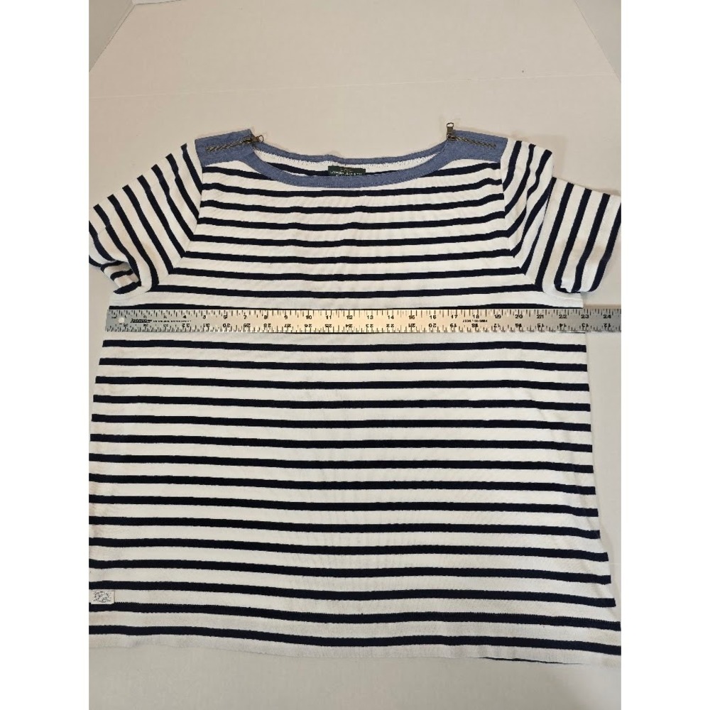 Lauren Jeans Co. Striped T-Shirt‎ Women's 2X Blue White Short Sleeve - Picture 4 of 8